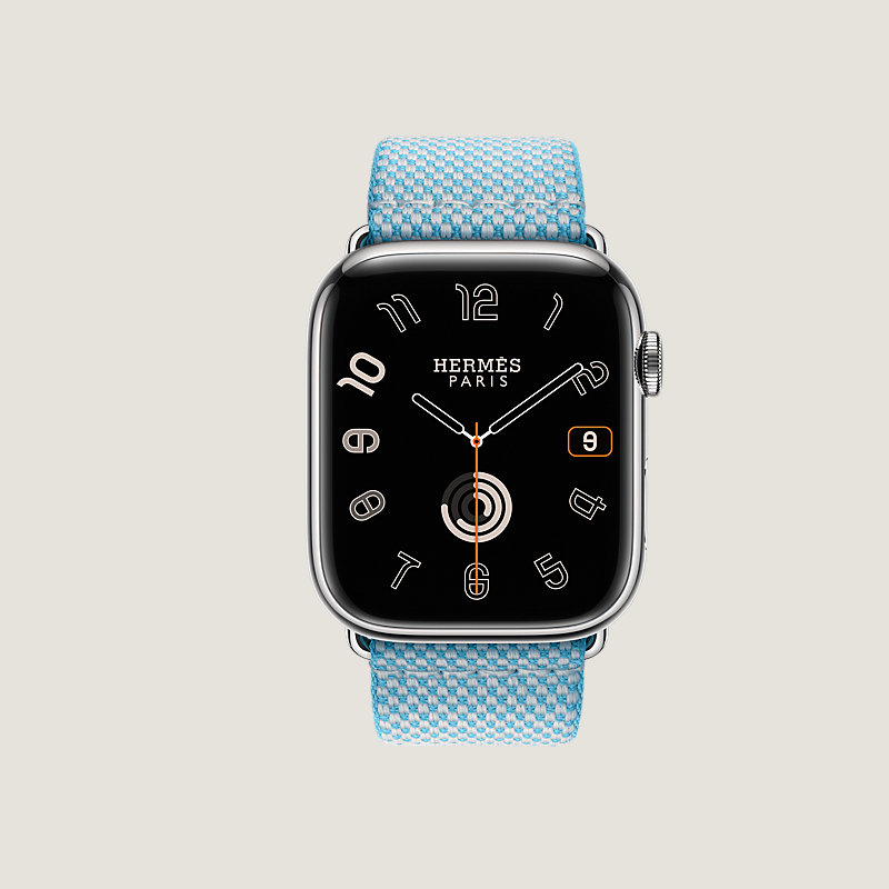 Series 9 case & Band Apple Watch Hermès Single Tour 45 mm Toile H